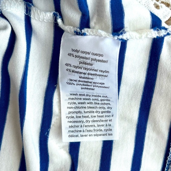 Tommy Hilfiger Blue and White Striped Dress with Lace Design Size Medium - Picture 7 of 7
